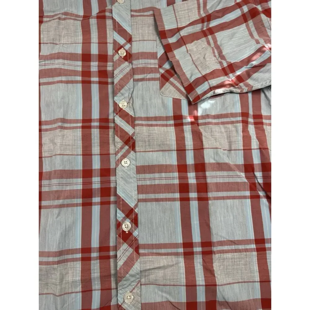 The North Face Plaid Button Front Shirt Mens Medium Red Blue Casual